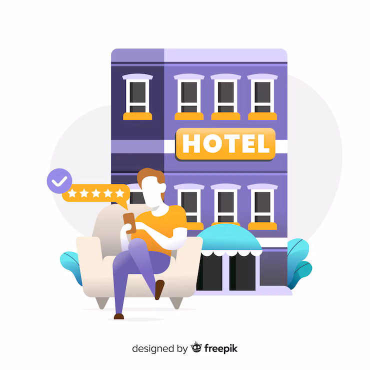 User giving feedback and rating hotels in Pakistan through an online review system, concept of hotel reviews and customer experience